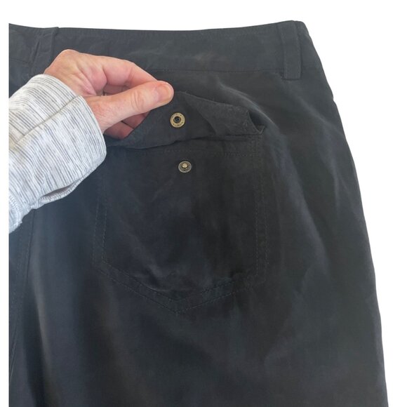 Marrakech Teri Tie Waist Cupro Silk Jogger Pants Black Snap Cuffs Size 29 Chic - Picture 12 of 14